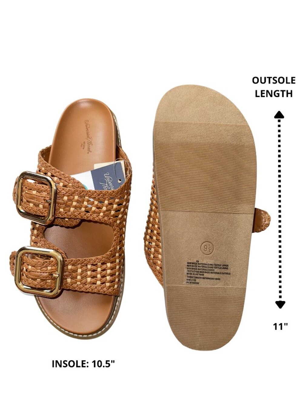 FINAL SALE! Universal Thread Collin Double Strap Buckle Sandals Cognac Size 9.5 - Picture 5 of 9